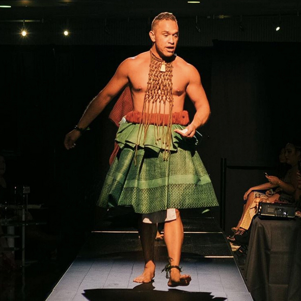 Renowned Hawaii fashion designer Manaola showcasing Hawaiian luxury fashion
